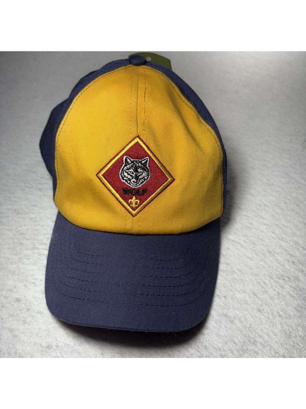 Official BSA Cub Scouts Wolf Cap / Uniform Hat Yellow Blue Adjustable SnapBack